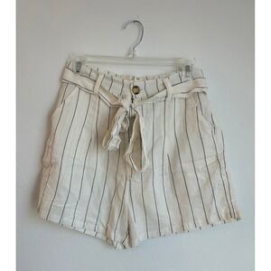 Billabong Come At Me Belted Striped‎ Linen Shorts Vacation Beach Coastal Skater